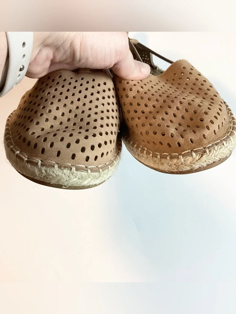 Eileen Fisher Perforated Leather Lee 2 Espadrilles - Tan - 9